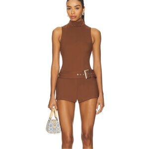 Superdown Evie Chocolate Brown Romper